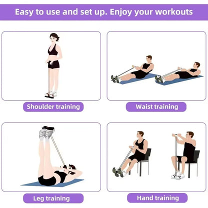 4-Level Resistance Band Tensioner with Non-Slip Handles - Home Fitness Equipment for Abdominal Muscle Training Yoga Abdominal