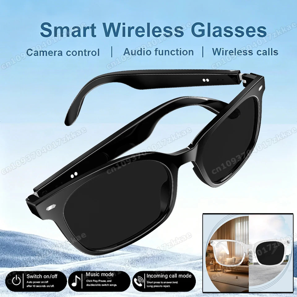 Photosensitive Color Change Smart Glasses Camera Control Voice Calls Music Player UV Anti-Blue Light Sunglasses Smartglasses