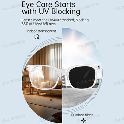 Photosensitive Color Change Smart Glasses Camera Control Voice Calls Music Player UV Anti-Blue Light Sunglasses Smartglasses