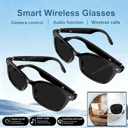 Photosensitive Color Change Smart Glasses Camera Control Voice Calls Music Player UV Anti-Blue Light Sunglasses Smartglasses