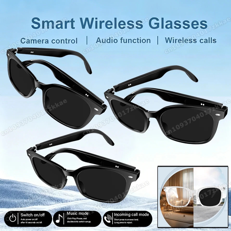 Photosensitive Color Change Smart Glasses Camera Control Voice Calls Music Player UV Anti-Blue Light Sunglasses Smartglasses
